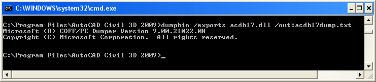 DUMPBIN command line entry