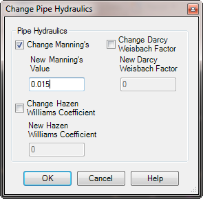 Change Pipe Hydraulics Factors Dialog box