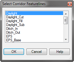 Select Corridor Featurelines Dialog box