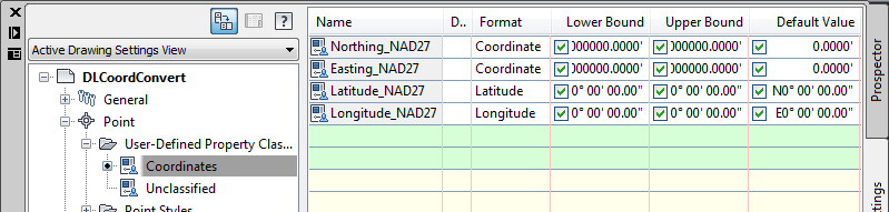 DLCoordConvert User Defined Properties