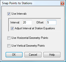 DisplayPoints Snap to Station dialog box