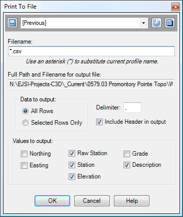 DisplayAlignProf Print To File Dialog box