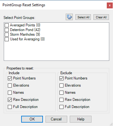 Select settings for the PGReset