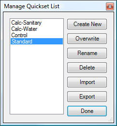 Quickset manager