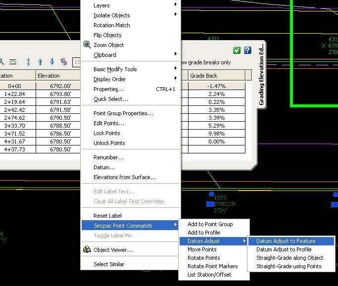 Pt2Feature Example shortcut menu