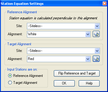 StationEquation Example 1 Settings