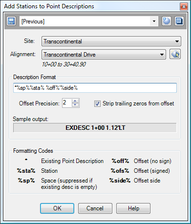 StationPoints Dialog