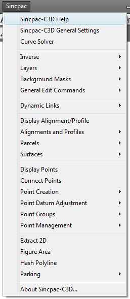 Sincpac C3D Menu