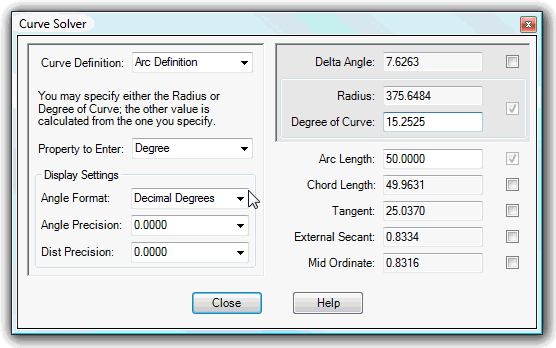 CurveSolver key in angle