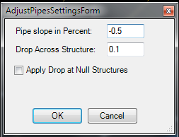 Adjust Pipe Slopes Settings